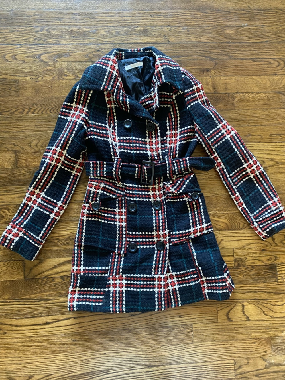 Charlotte Russe Dark Navy and Red Plaid Lined Jacket